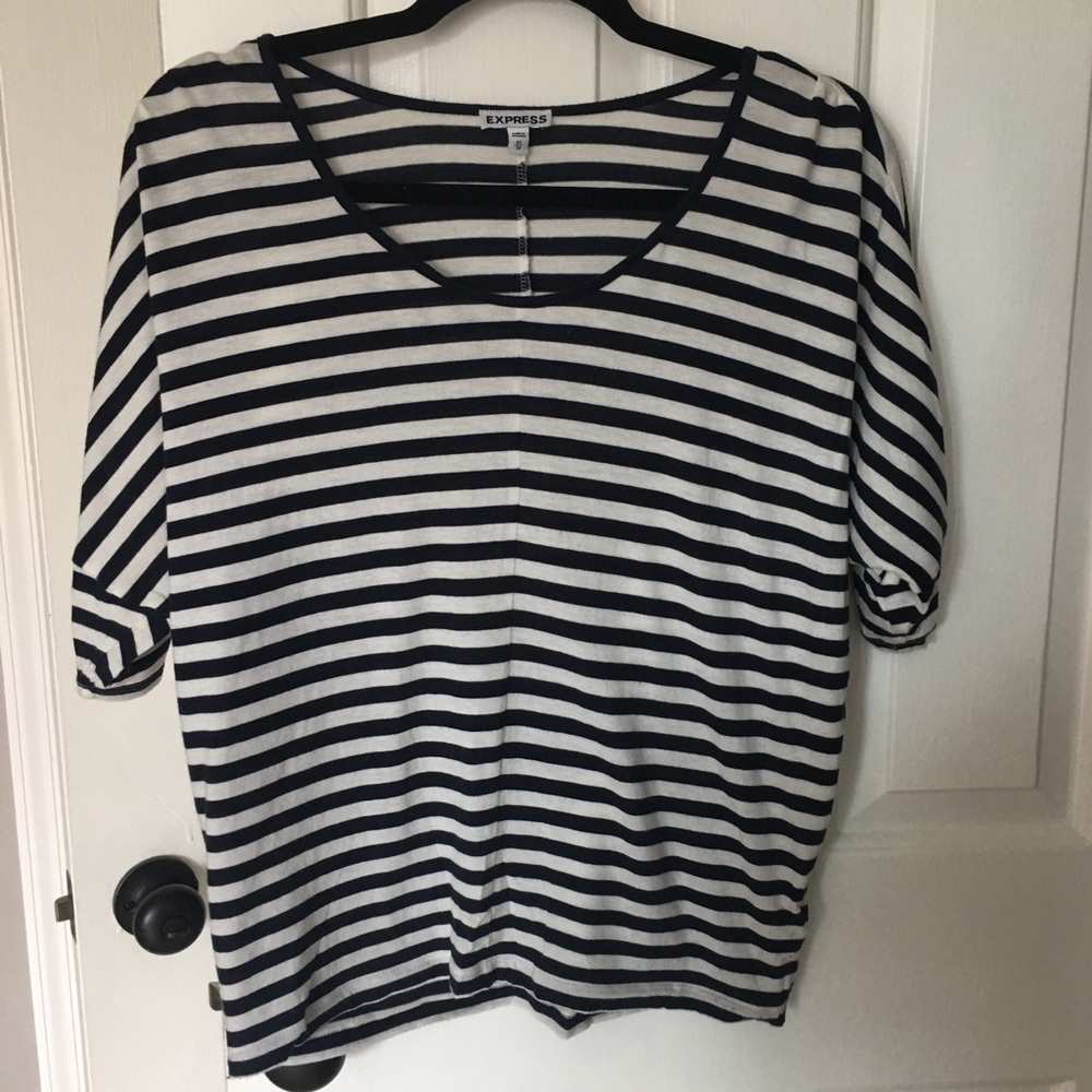 EXPRESS DOLMAN SLEEVE NAVY WHITE STRIPE TOP XS